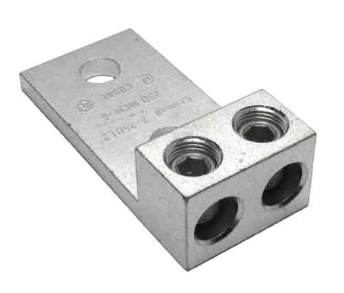 2-250L2 double wire double barrel Panelboard lug 250 kcmil (4/0 AWG) - 6 AWG, double electrical wire lug